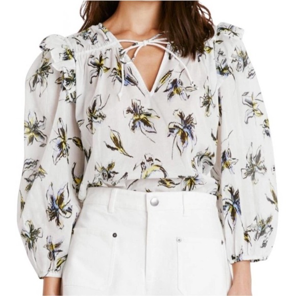 Tanya Taylor Tops - Tanya Taylor white floral Delaney top size 3X NWT